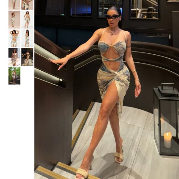 Parker Mesh Cutout Midi Dress - Yellow/combo - Picture 4 of 4